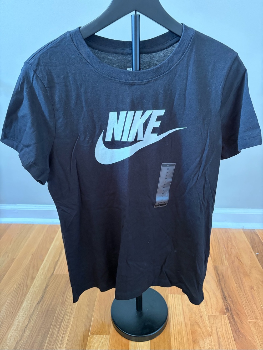 Nike Black Tee with White Swoosh Print